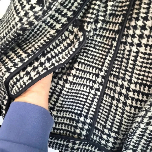 Talbots Black & Off White Houndstooth Glen Check Wool Blend Jacket Size 6 - Picture 6 of 8